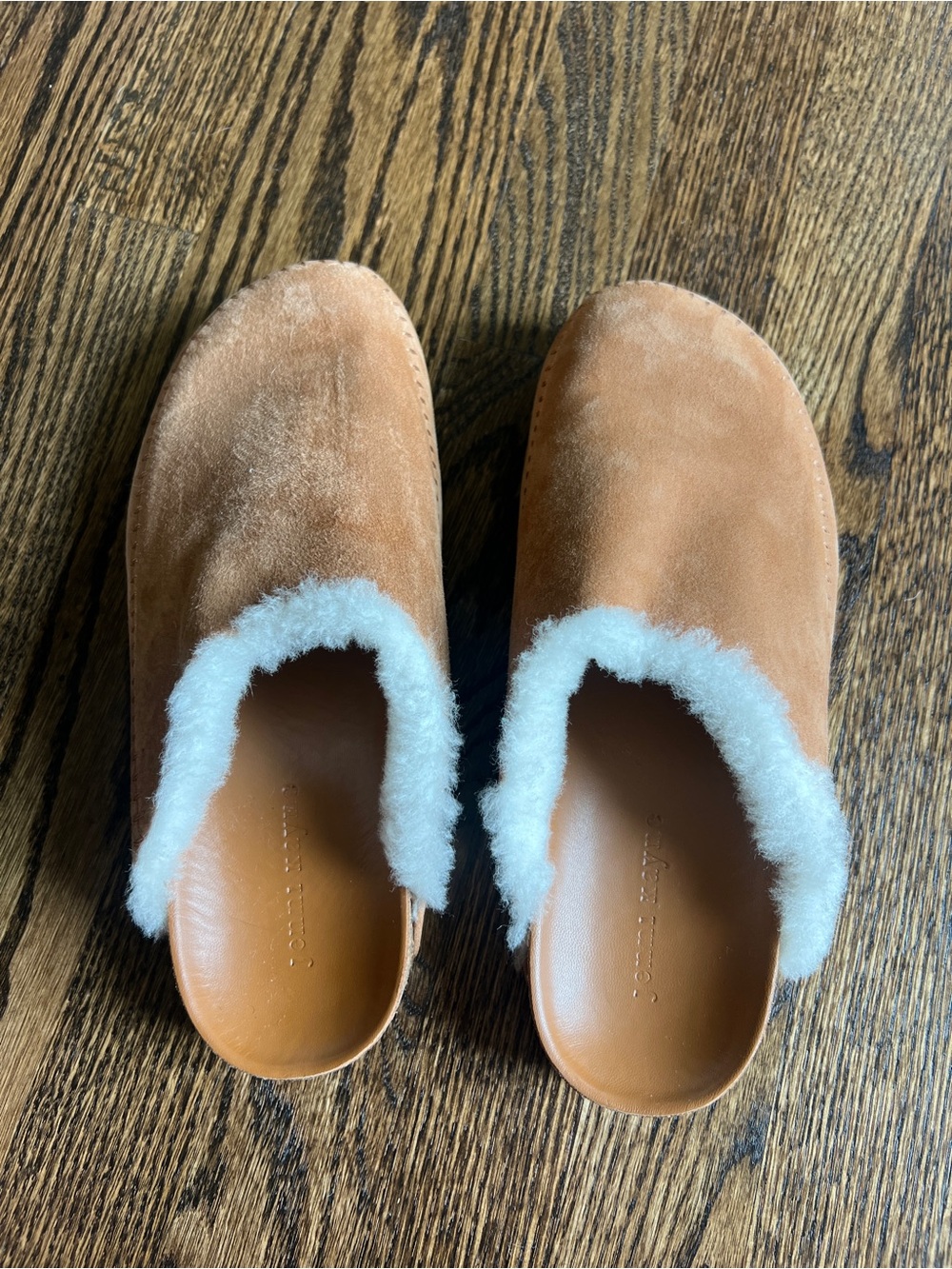 Jenni Kayne Tan Suede Shearling-Lined Mules